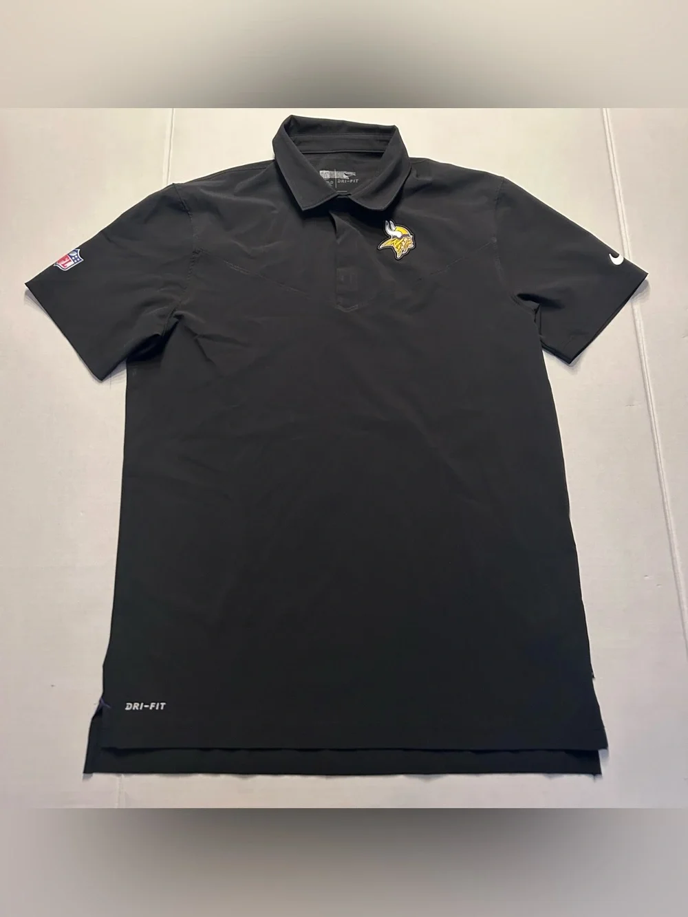 Nike Dri-Fit NFL Minnesota Vikings On Field Apparel Black Polo Shirt Size Medium